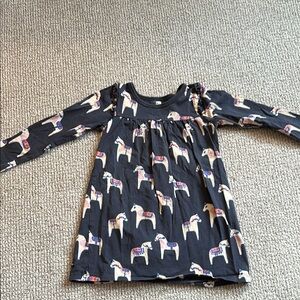 Girls Long Sleeve Dress with Horse Print
